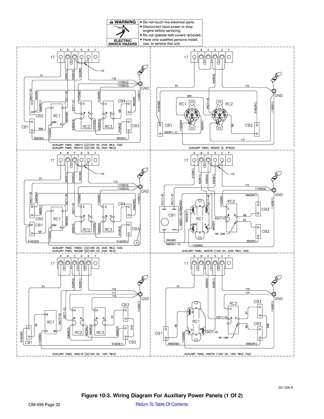 Miller Electric 6000 manual Wiring Diagram For Auxiliary Power Panels 1 