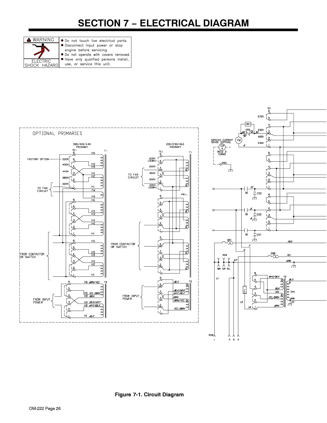 Miller Electric 452, 652 (60 Hz), 402, 302, 602, 852 (50 Hz) manual Electrical Diagram, Circuit Diagram 