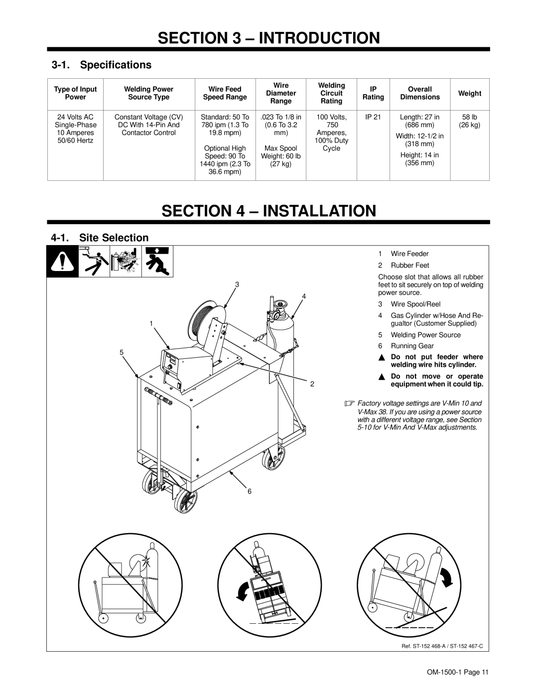 Miller Electric 714D manual Introduction, Installation, Specifications, Site Selection 