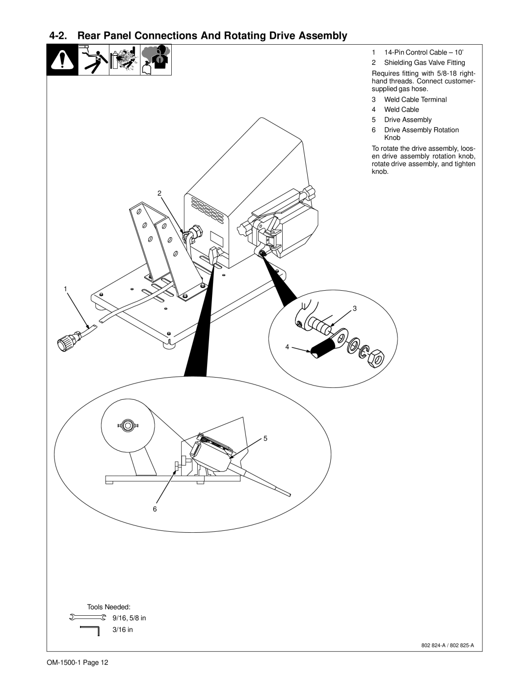 Miller Electric 714D manual Rear Panel Connections And Rotating Drive Assembly 