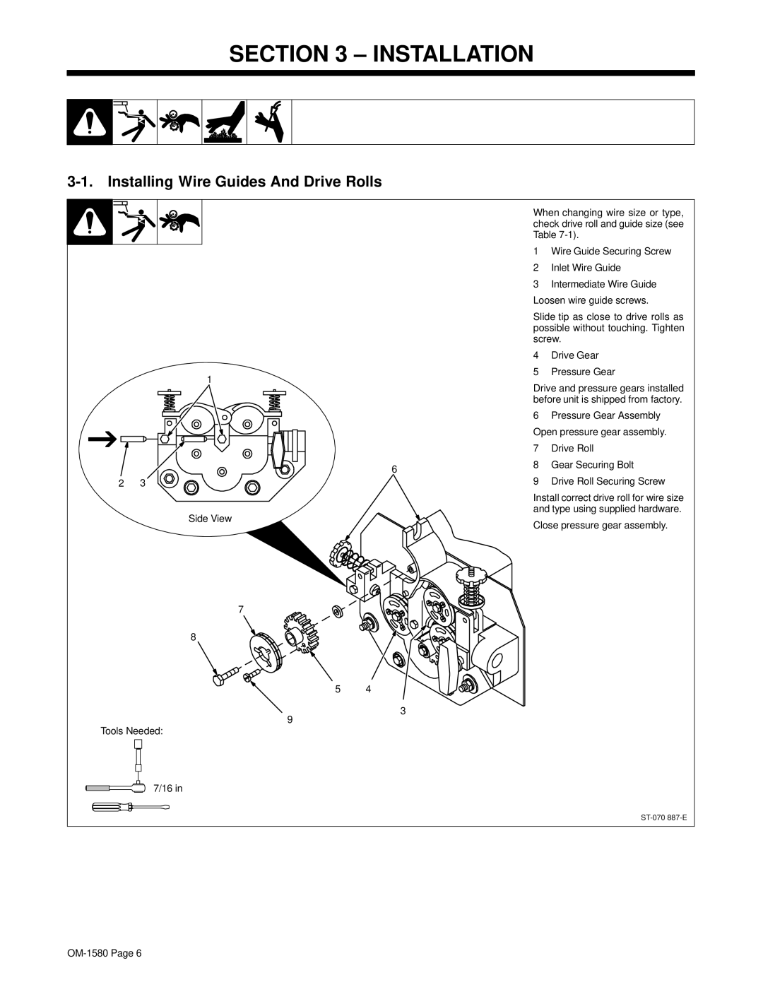 Miller Electric A1D-4RV, A1D-4RW manual Installation, Installing Wire Guides And Drive Rolls 