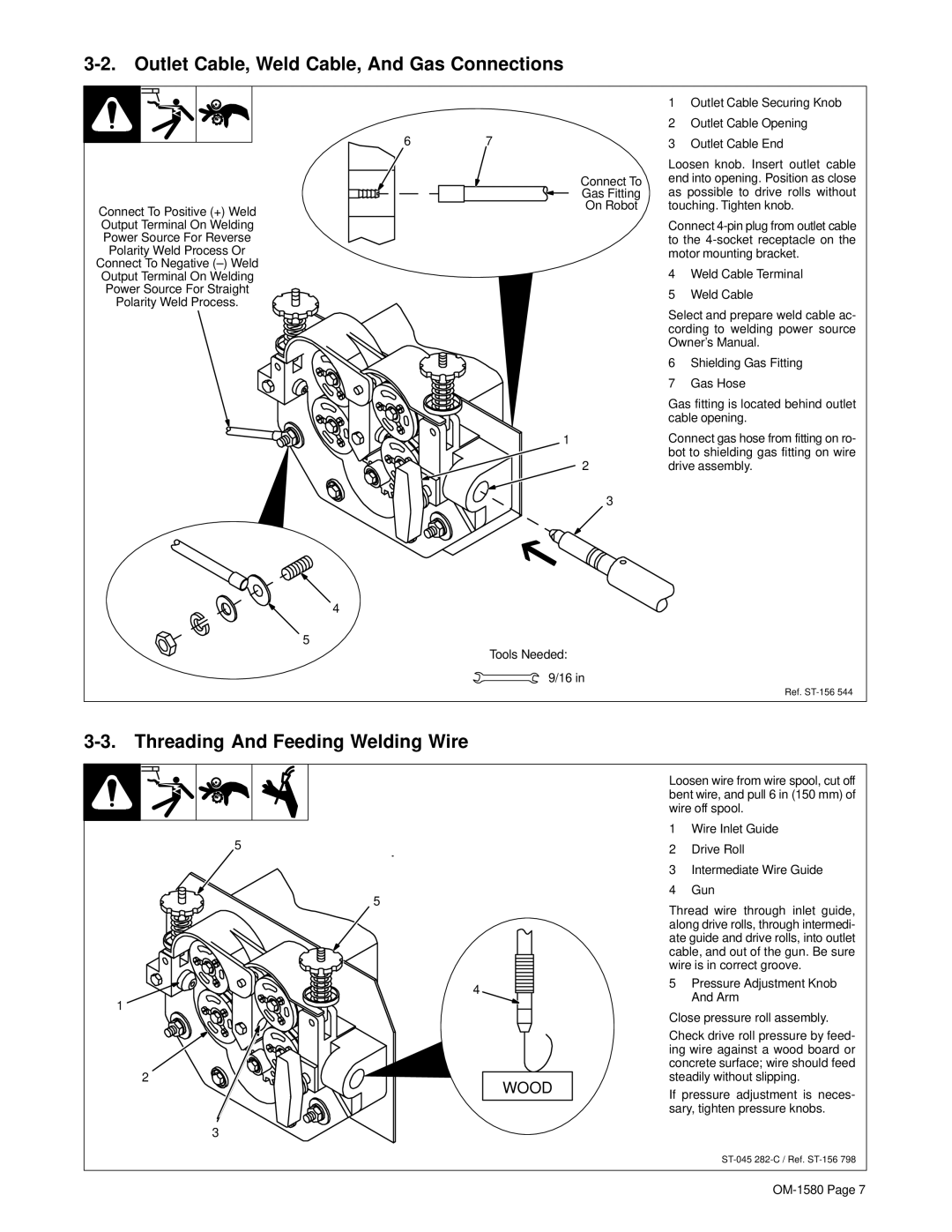 Miller Electric A1D-4RW, A1D-4RV manual Outlet Cable, Weld Cable, And Gas Connections, Threading And Feeding Welding Wire 