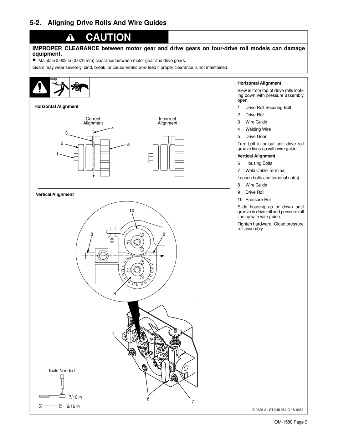 Miller Electric A1D-4RW, A1D-4RV manual Aligning Drive Rolls And Wire Guides, Horizontal Alignment, Vertical Alignment 