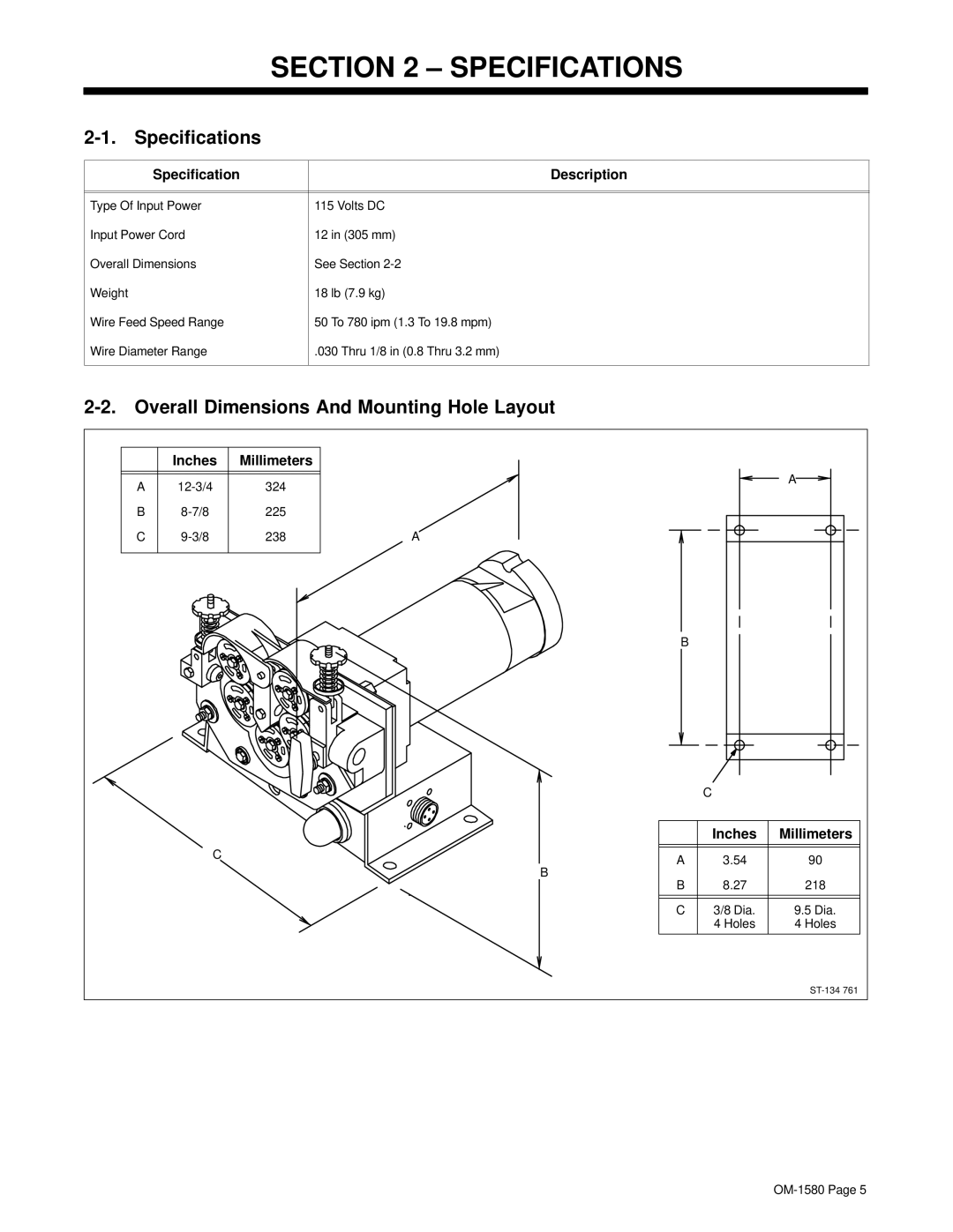 Miller Electric A1D-4RW, A1D-4RV manual Specifications, Overall Dimensions And Mounting Hole Layout 