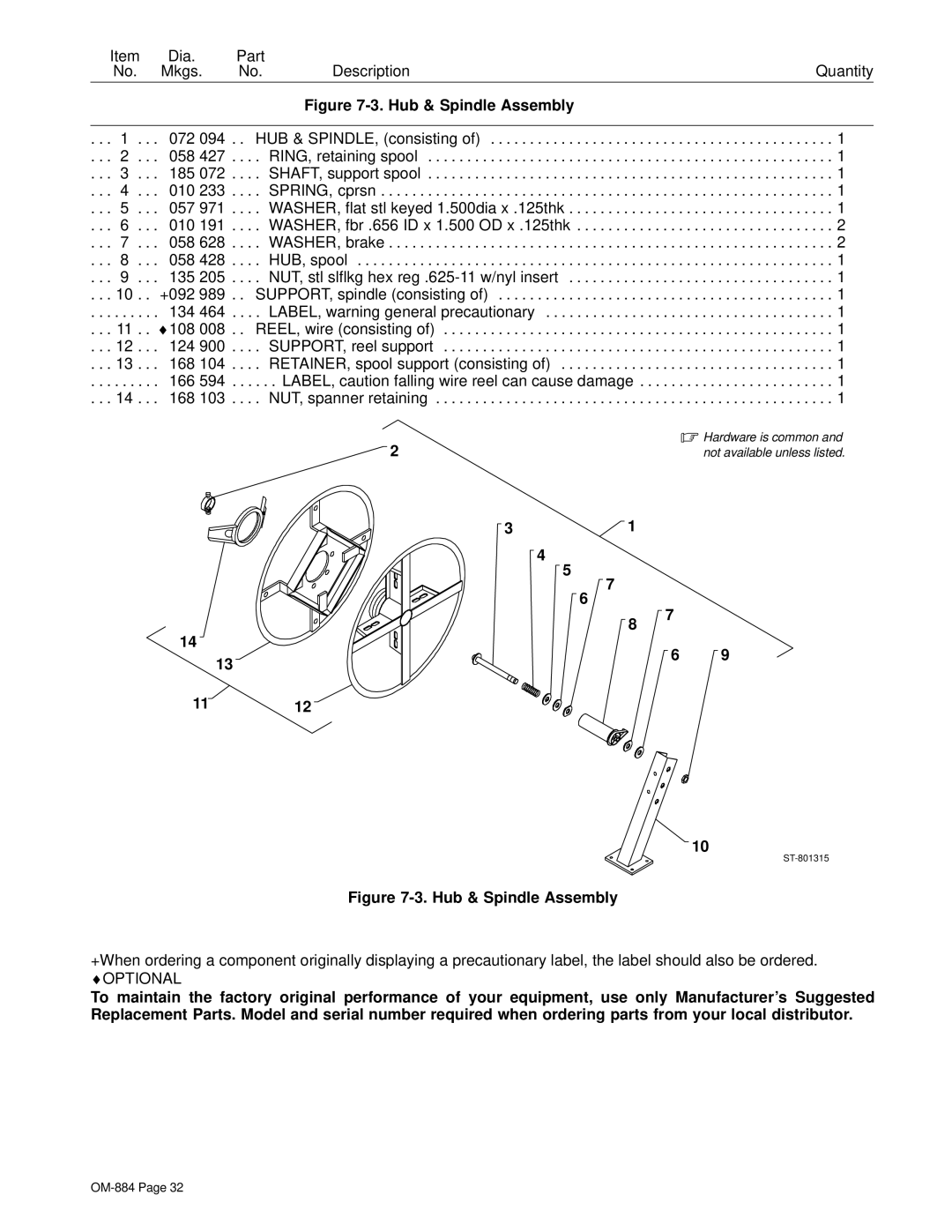 Miller Electric A.B.B. Robot Interface Gas Control Hub And Spindle manual Hub & Spindle Assembly 