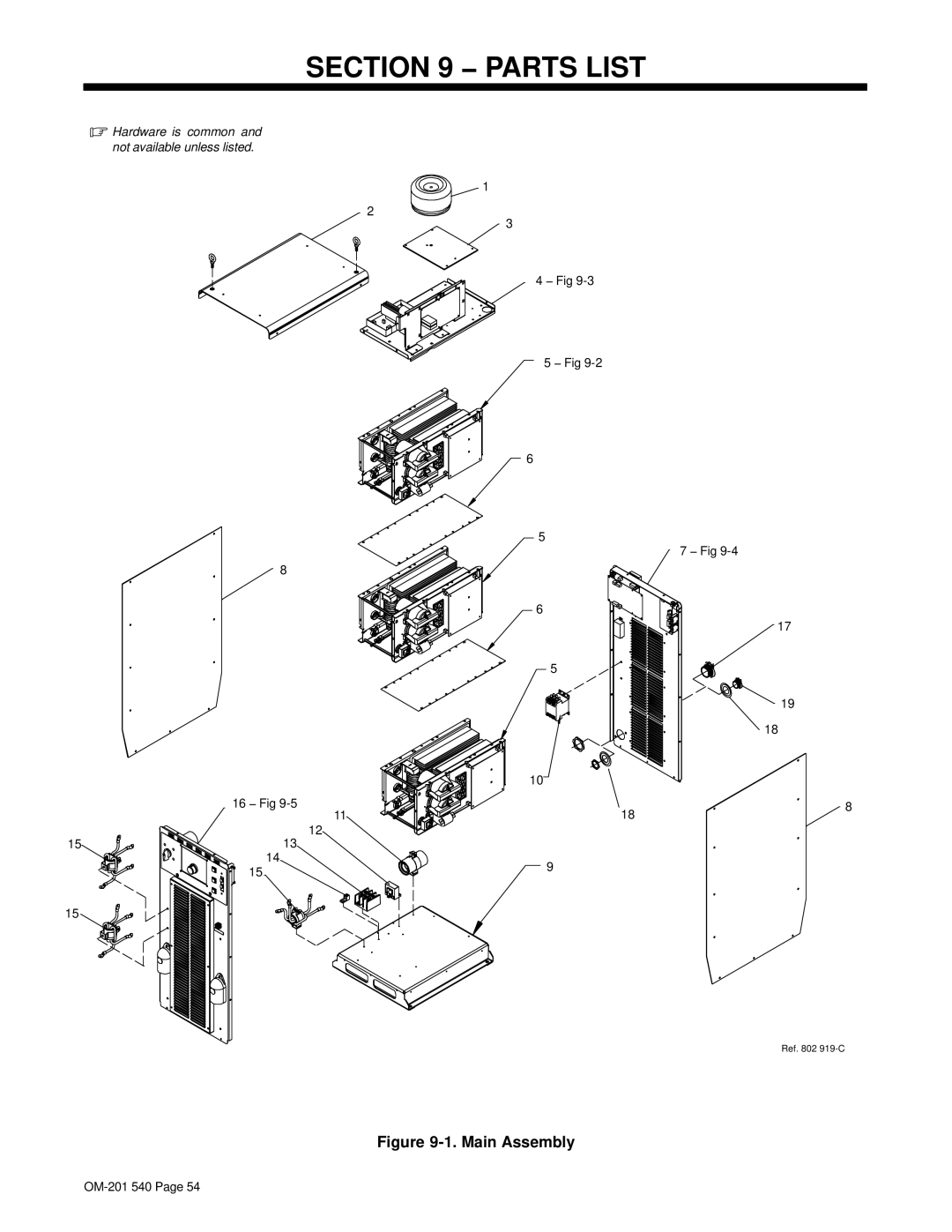 Miller Electric Auto Axcess 675 manual Parts List, 16 − Fig 