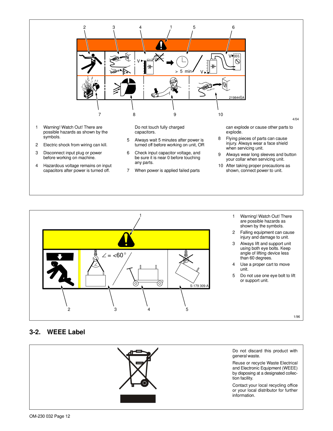 Miller Electric Axcess 300 manual Weee Label 