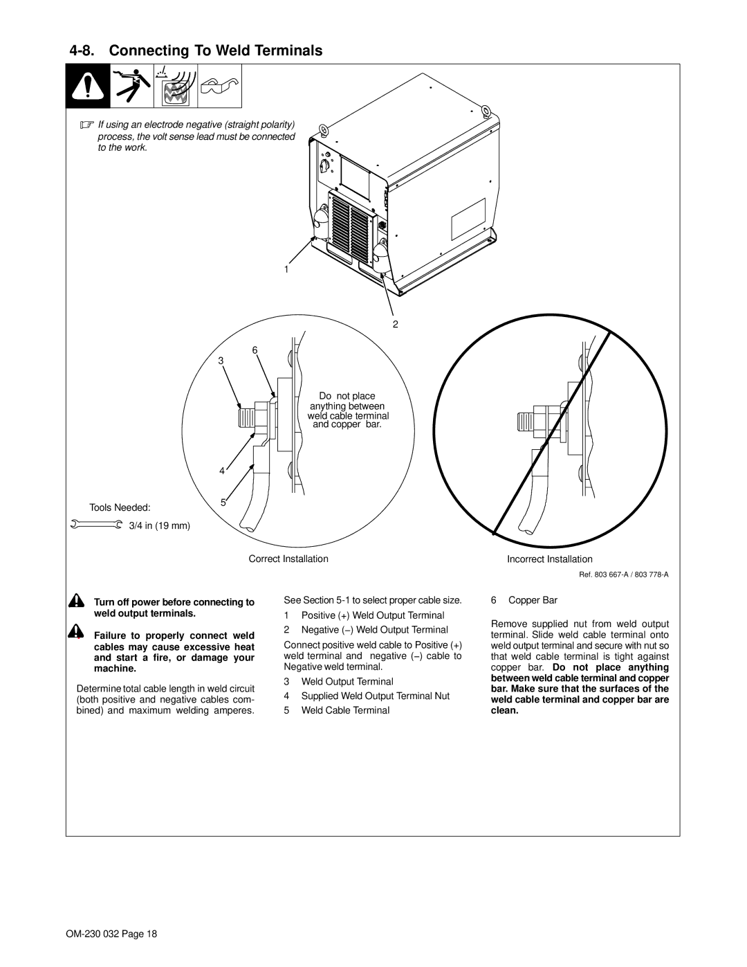 Miller Electric Axcess 300 manual Connecting To Weld Terminals 