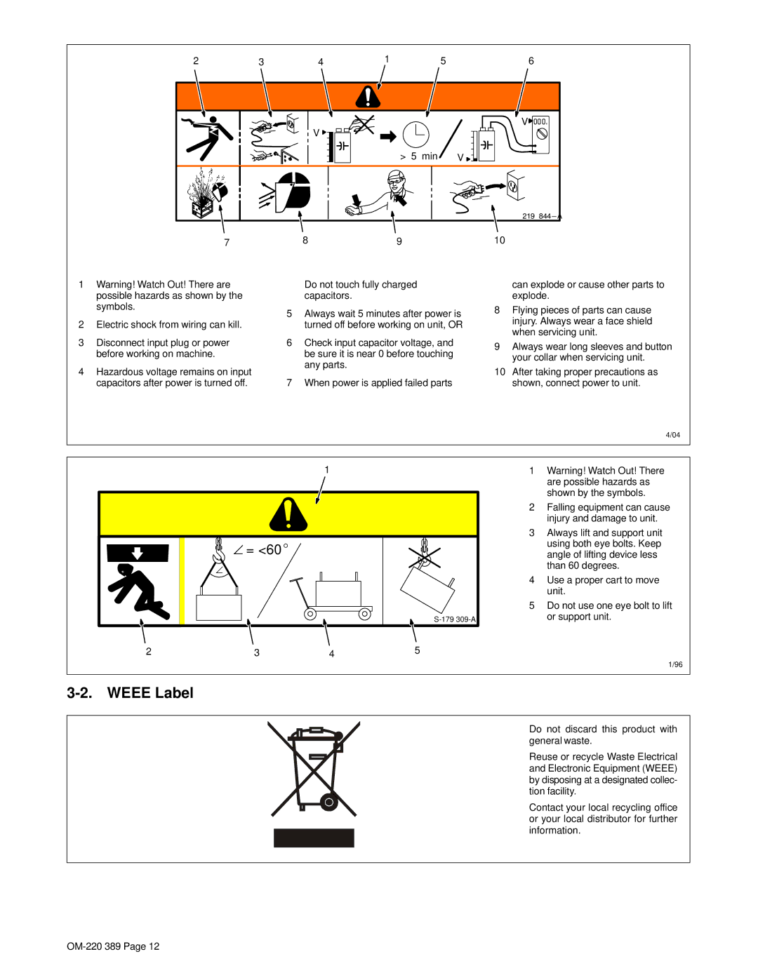 Miller Electric Axcess 450 manual Weee Label 