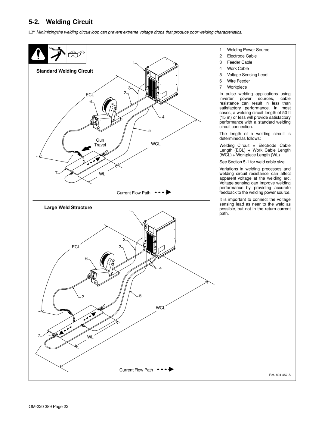 Miller Electric Axcess 450 manual Welding Circuit, Gun TravelWCL Current Flow Path 