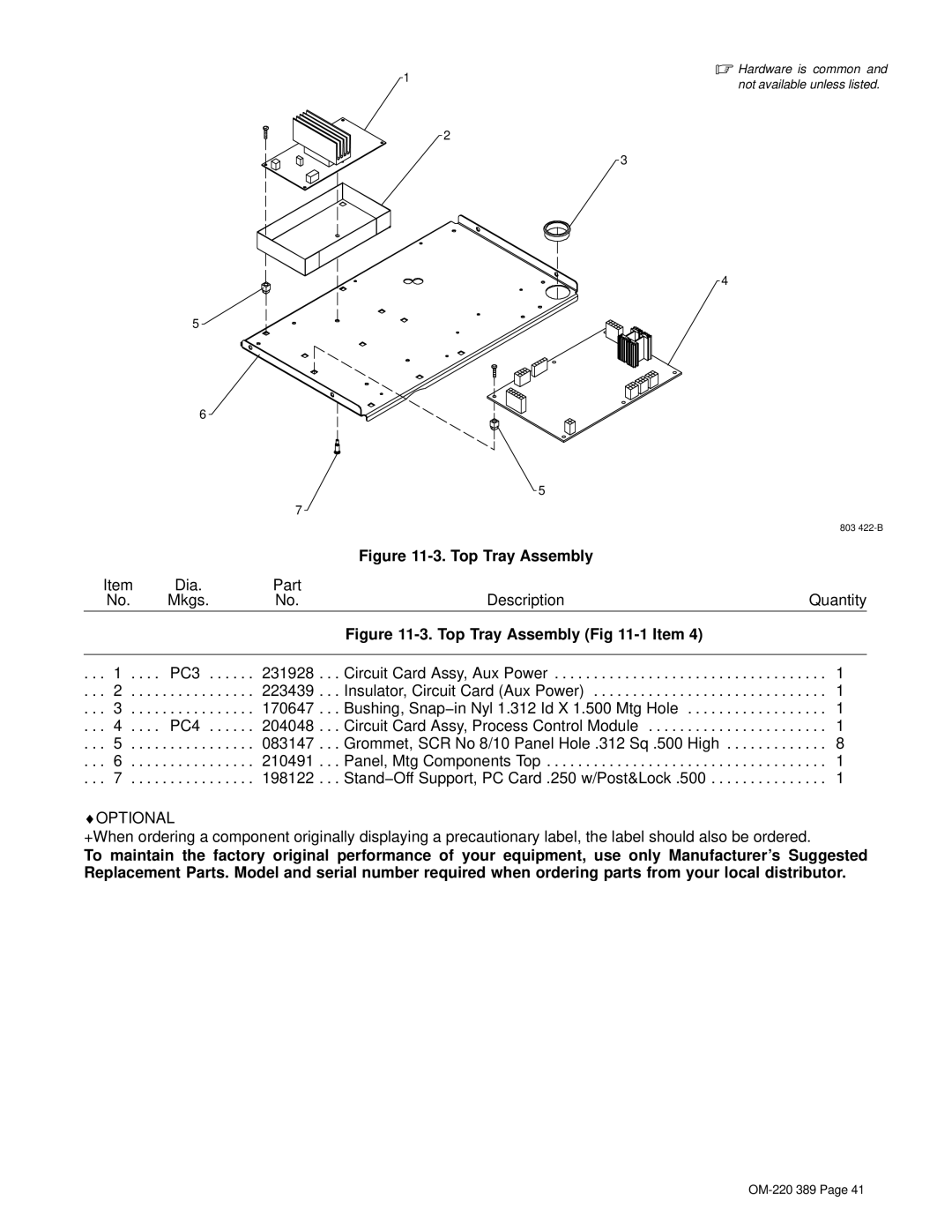 Miller Electric Axcess 450 manual Top Tray Assembly 