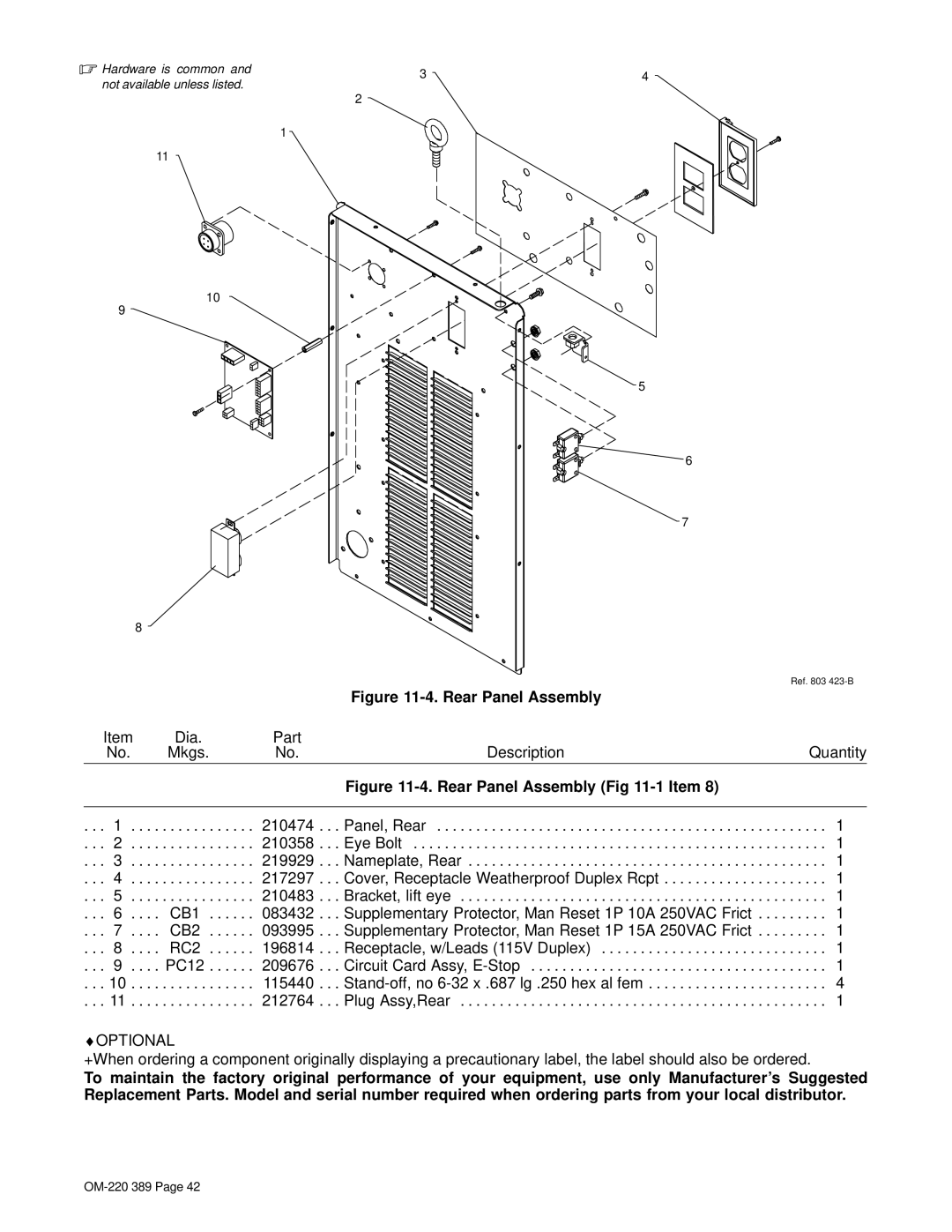 Miller Electric Axcess 450 manual Rear Panel Assembly 