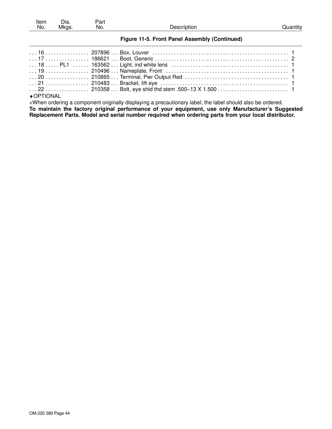 Miller Electric Axcess 450 manual Dia Part 