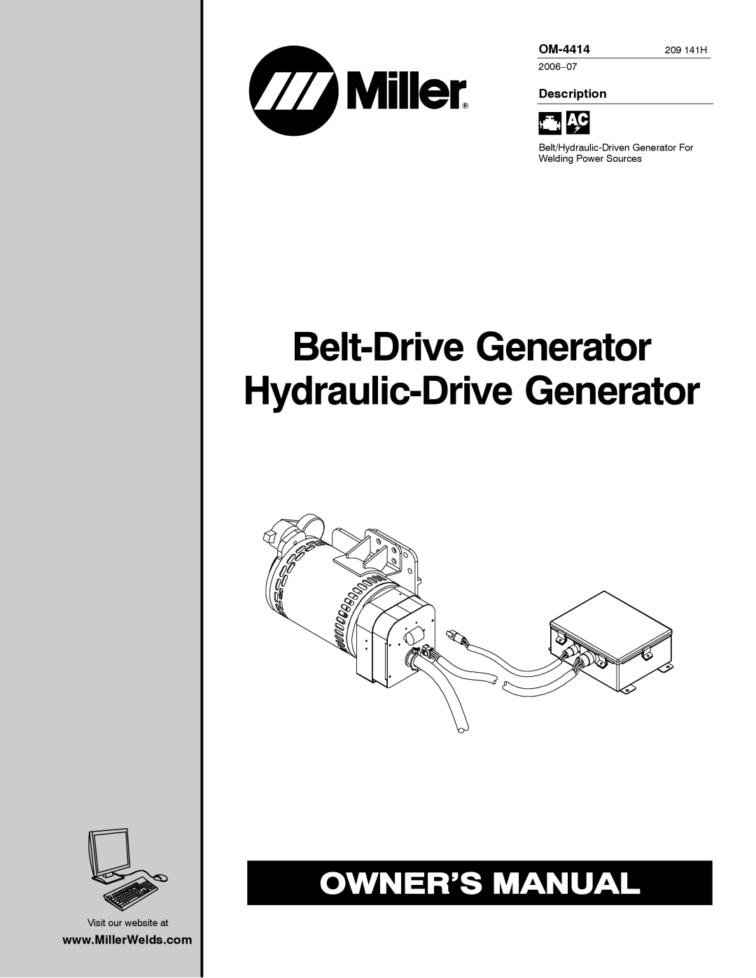 Miller Electric Belt/Hydraulic-Driven Generator manual OM-4414209 141H, Description 