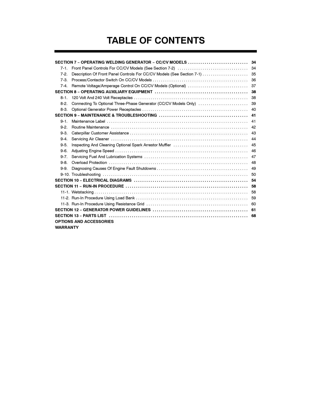 Miller Electric Big 40 CAT manual Maintenance & Troubleshooting 