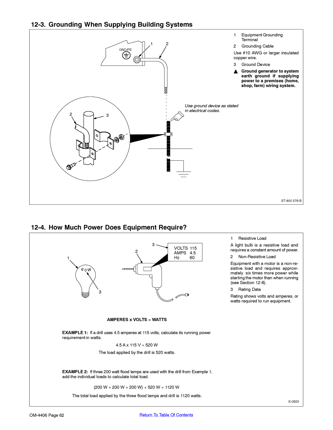 Miller Electric Big 40 CAT manual Grounding When Supplying Building Systems, How Much Power Does Equipment Require? 