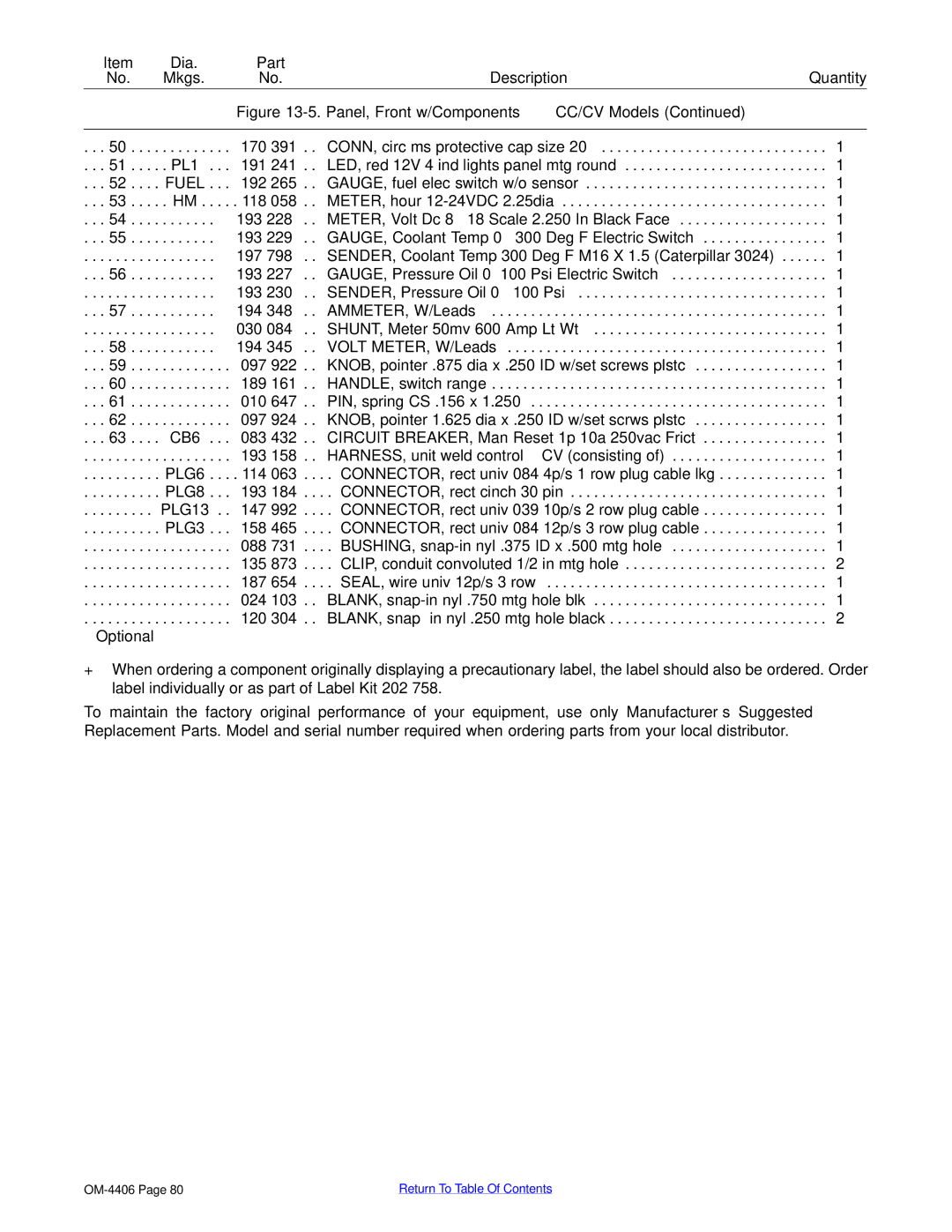 Miller Electric Big 40 CAT manual PLG6 