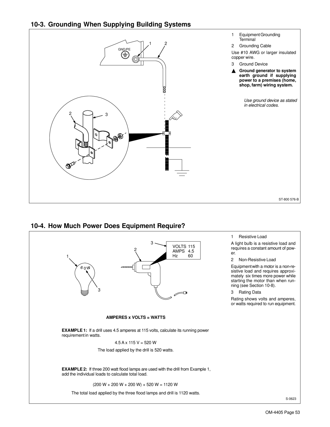 Miller Electric Big 40 WG manual Grounding When Supplying Building Systems, How Much Power Does Equipment Require? 