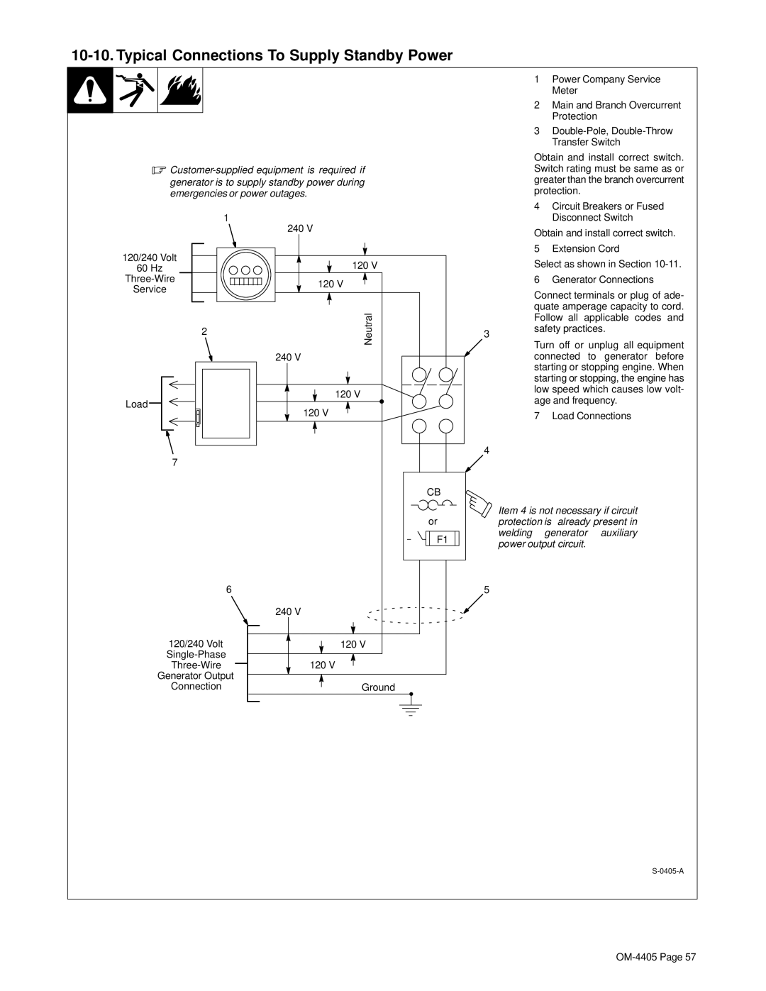 Miller Electric Big 40 WG manual Typical Connections To Supply Standby Power 