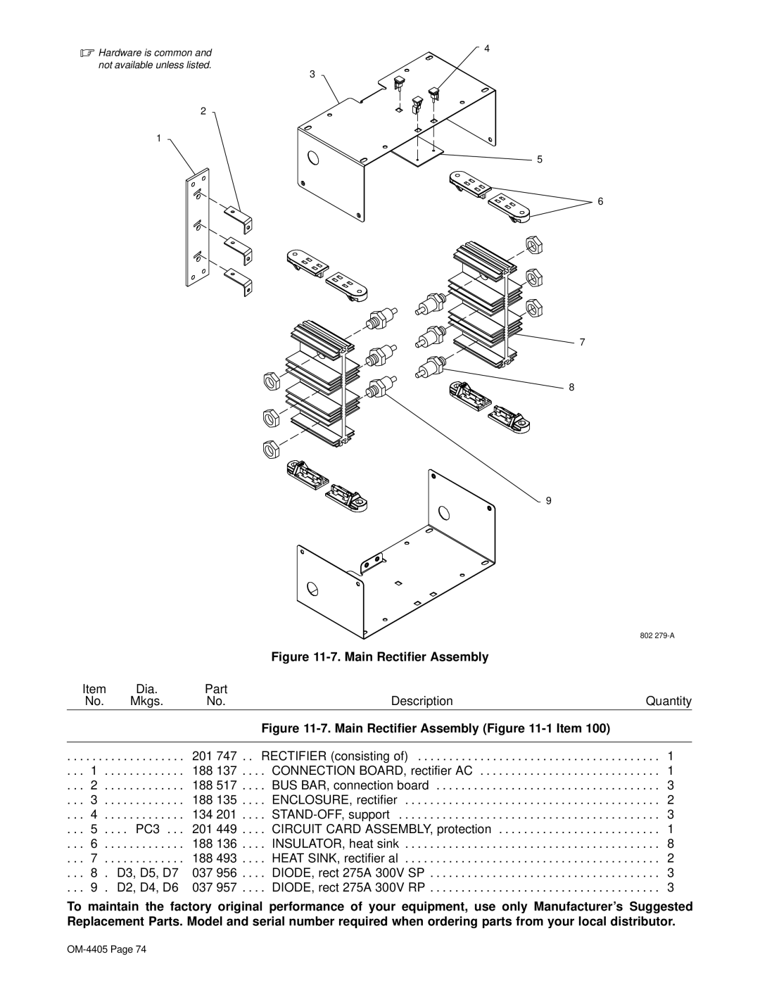 Miller Electric Big 40 WG manual Main Rectifier Assembly 