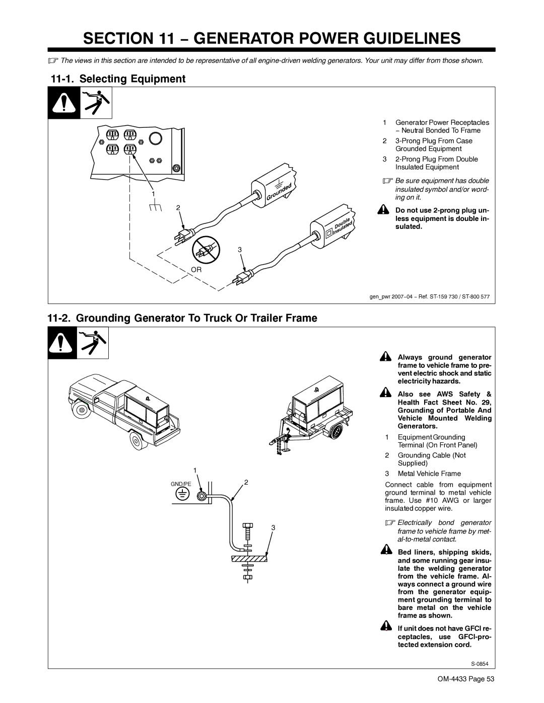 Miller Electric Big Blue 300 manual Generator Power Guidelines, Selecting Equipment 