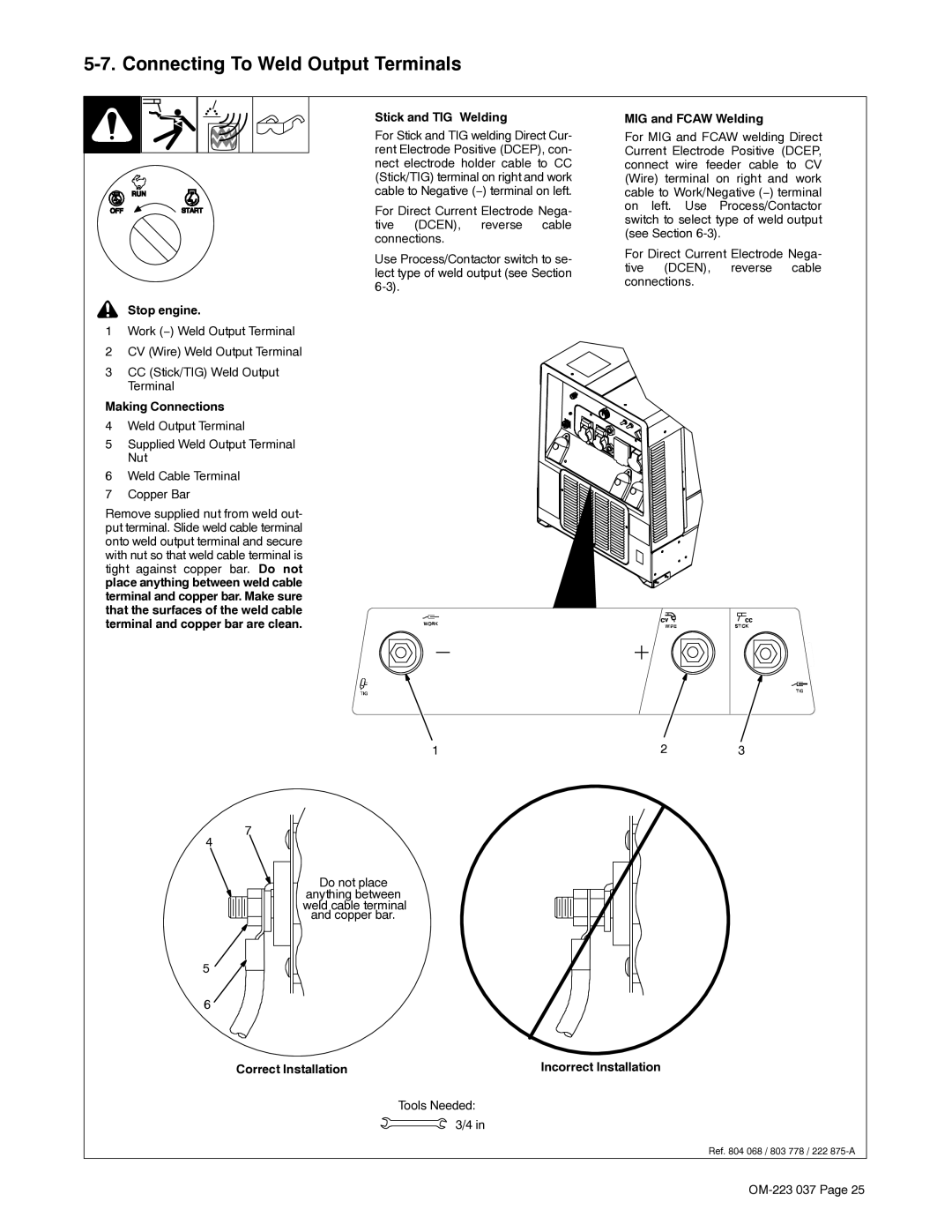 Miller Electric Big Blue 400 PX manual Connecting To Weld Output Terminals 