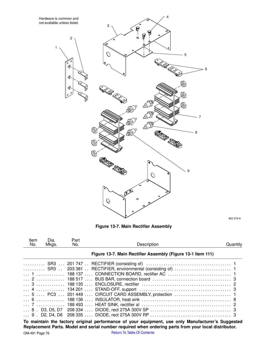 Miller Electric Big Blue 502P, Big Blue 402P, Big Blue 602P manual Main Rectifier Assembly 