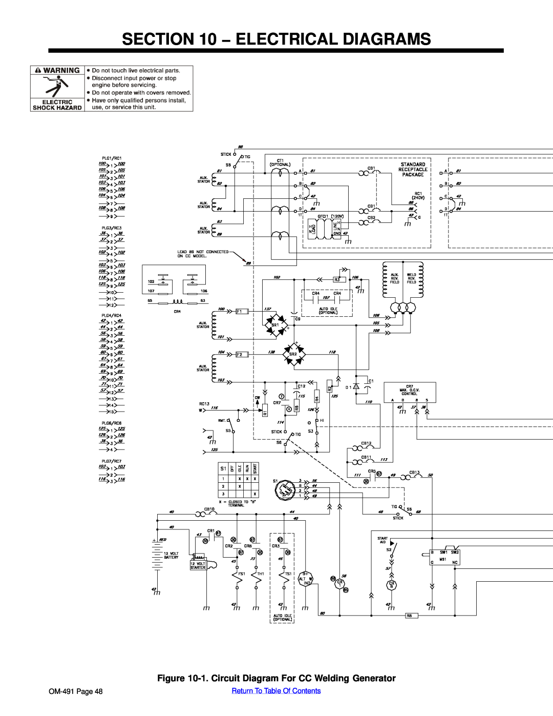 Miller Electric Big Blue 602P, Big Blue 402P manual Electrical Diagrams, 1. Circuit Diagram For CC Welding Generator 