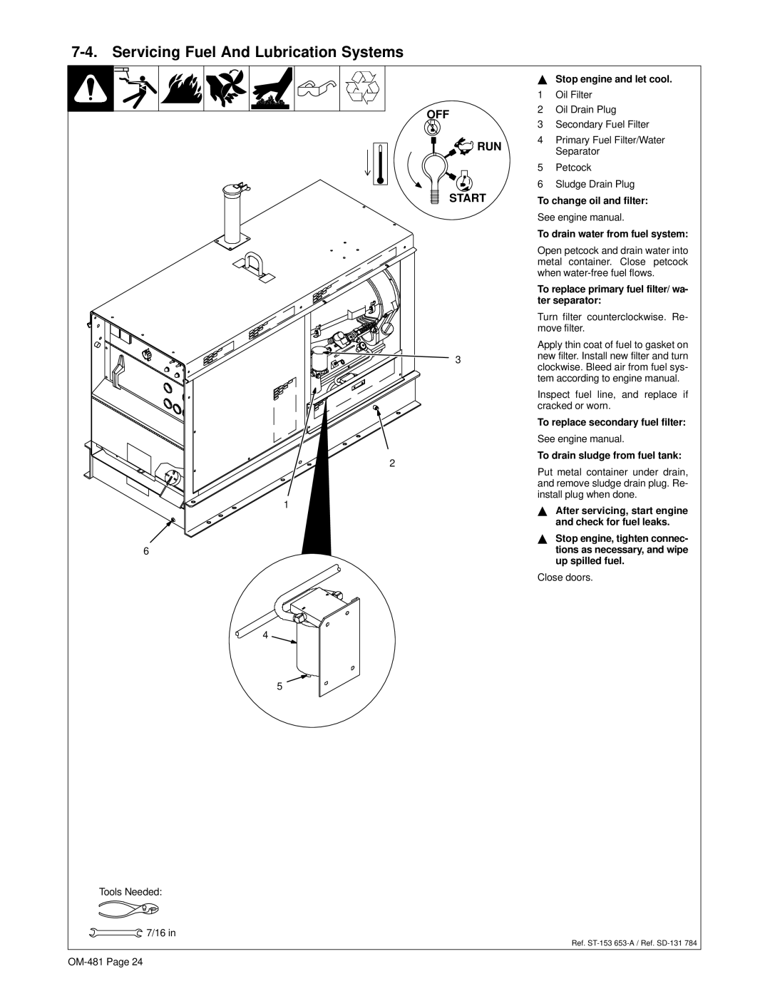 Miller Electric Big Blue 600D manual Servicing Fuel And Lubrication Systems 