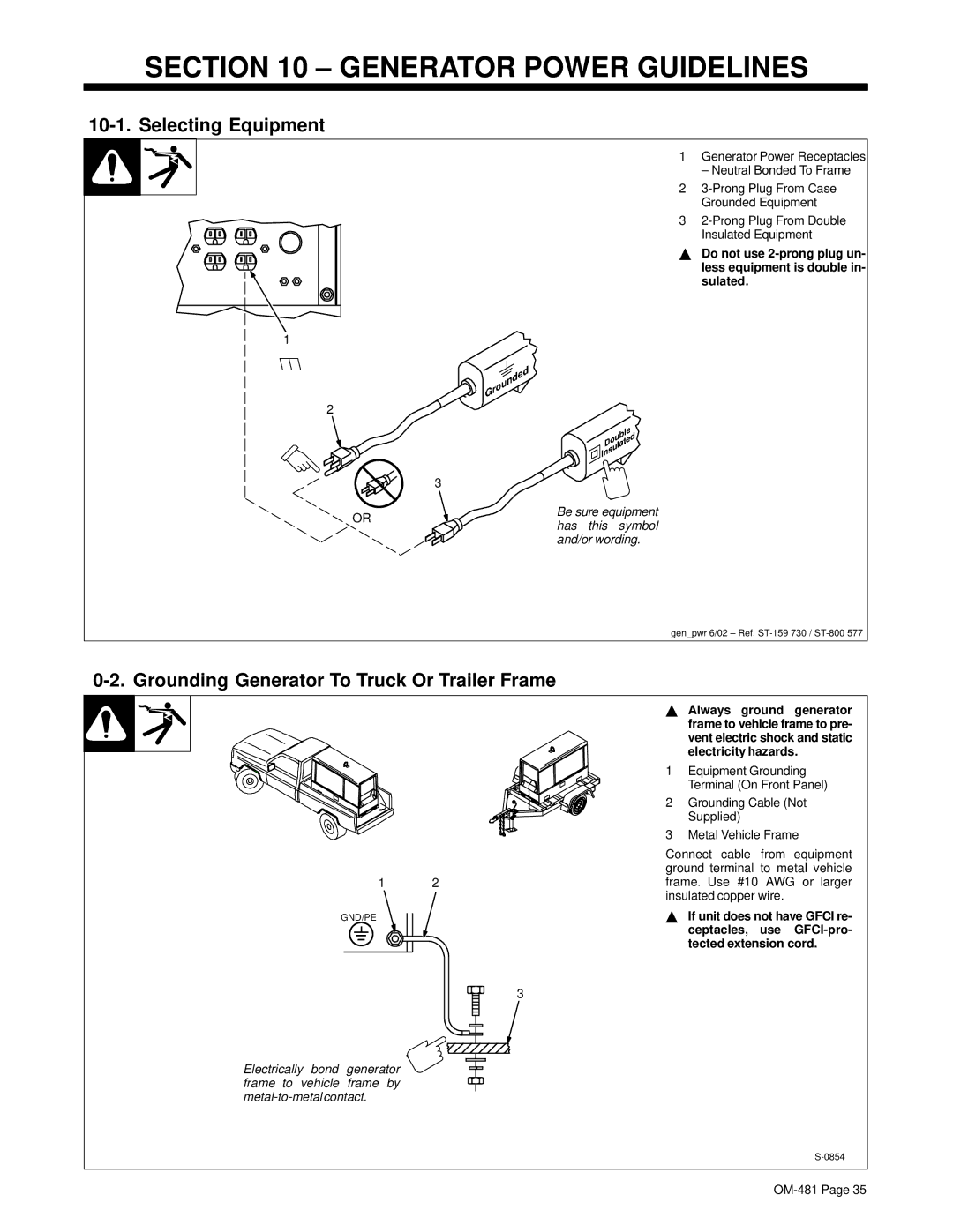 Miller Electric Big Blue 600D manual Generator Power Guidelines, Selecting Equipment 