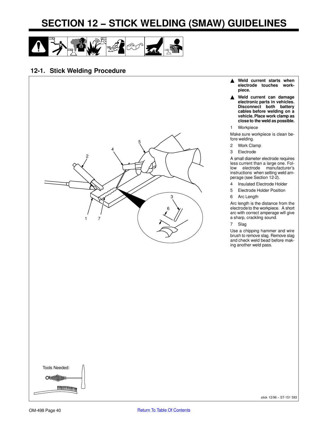 Miller Electric Blue Star 3500 manual Stick Welding Smaw Guidelines, Stick Welding Procedure 