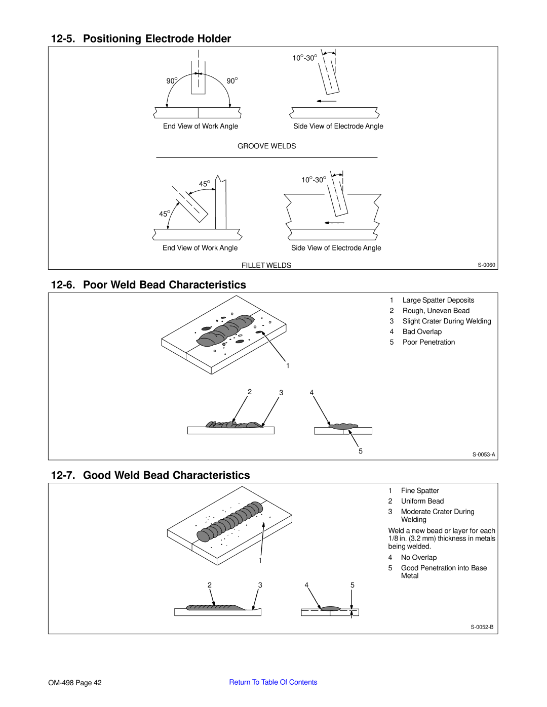 Miller Electric Blue Star 3500 manual Positioning Electrode Holder, Poor Weld Bead Characteristics 