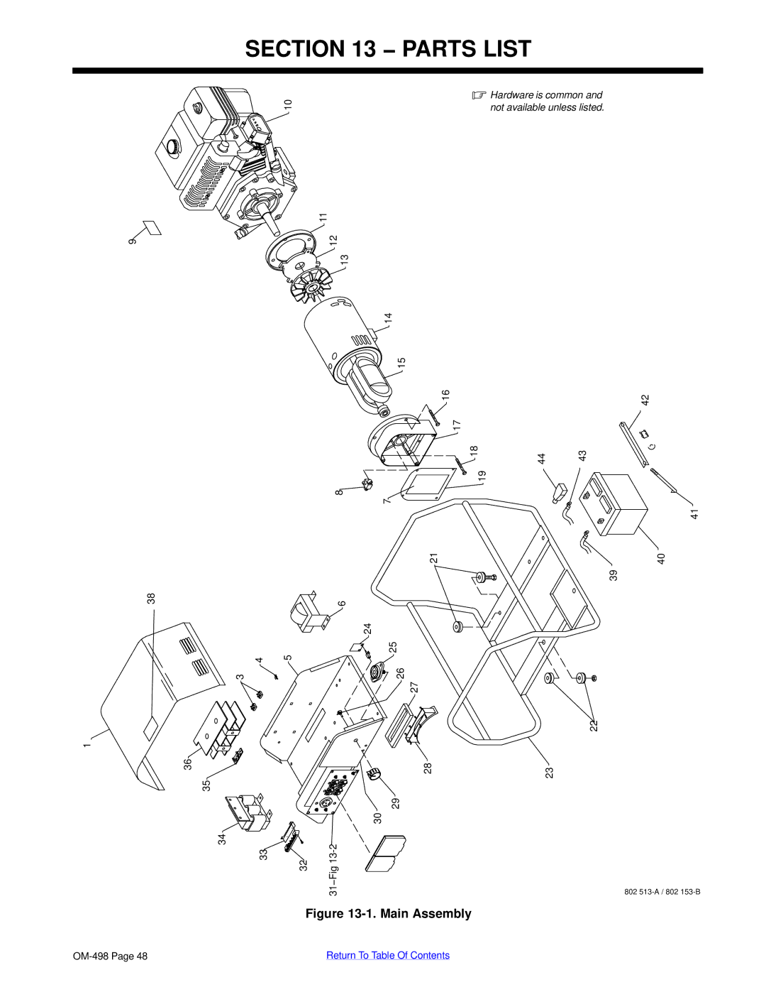 Miller Electric Blue Star 3500 manual Parts List, 31−Fig 