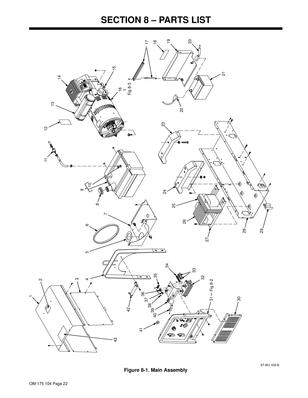 Miller Electric Bobcat 225G owner manual ± Parts List, Main Assembly 