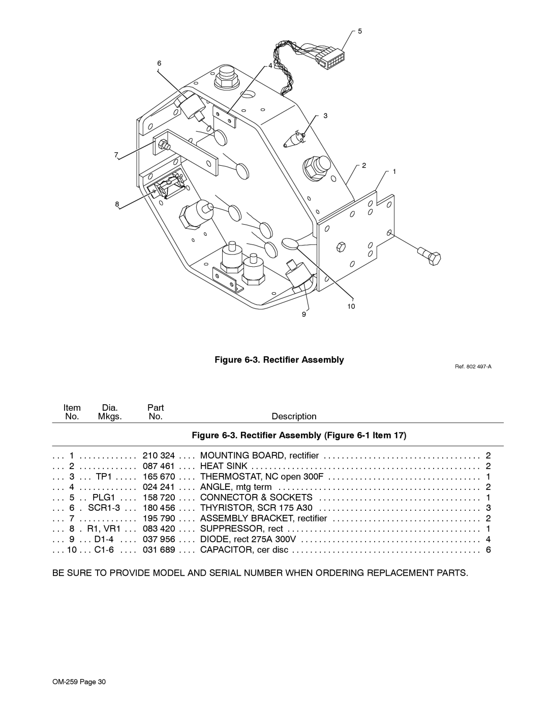 Miller Electric CP-252TS, CP-302 manual Rectifier Assembly 