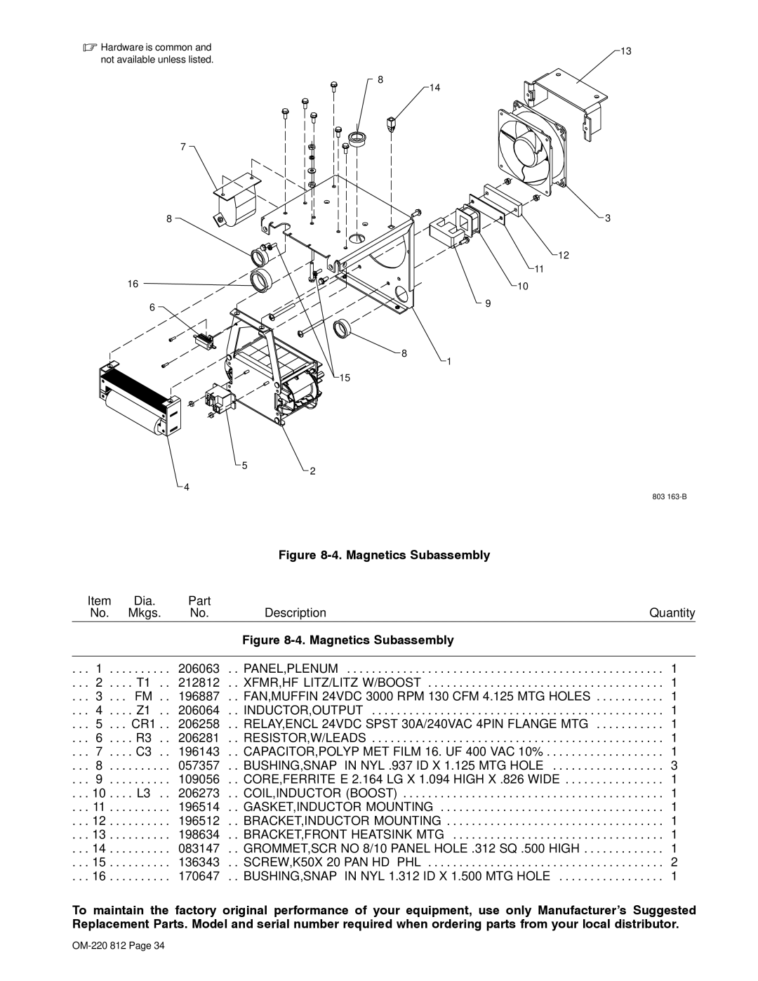 Miller Electric CST 250 VRD manual Magnetics Subassembly 