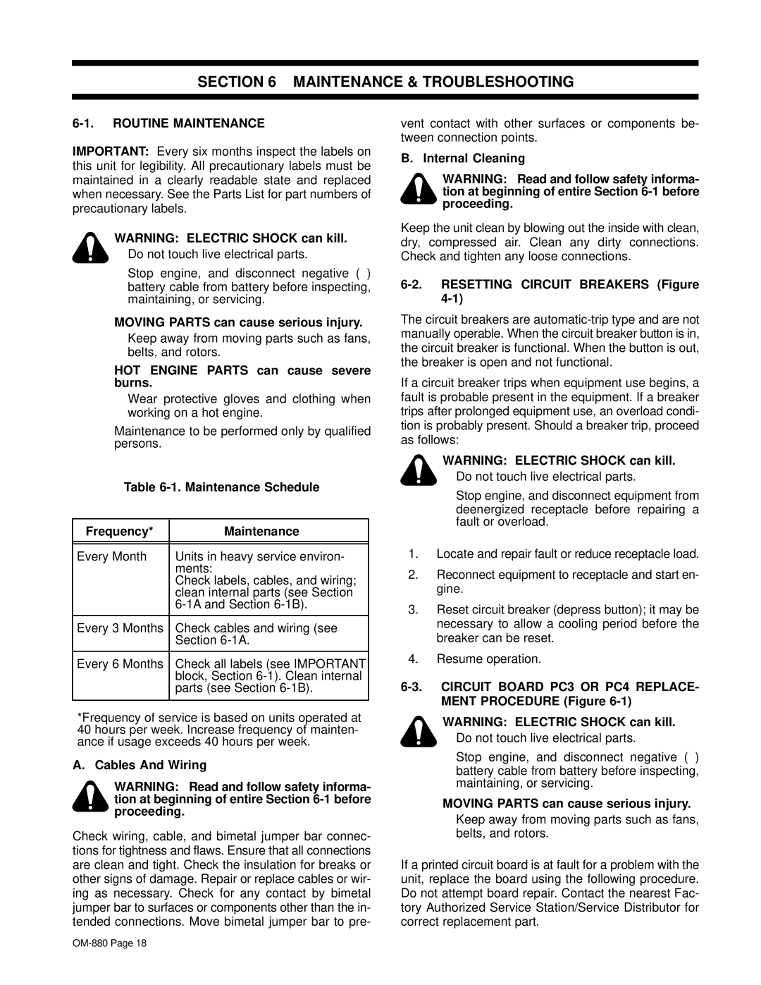 Miller Electric CV-2 owner manual Maintenance & Troubleshooting 