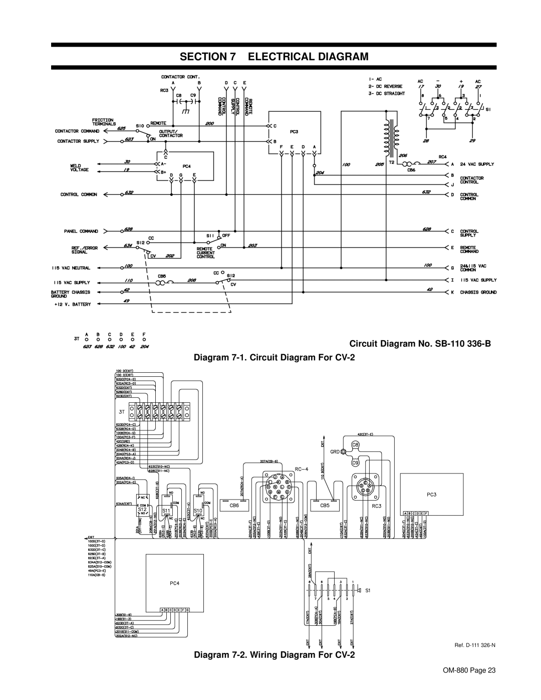 Miller Electric owner manual Electrical Diagram, Diagram 7-2. Wiring Diagram For CV-2 