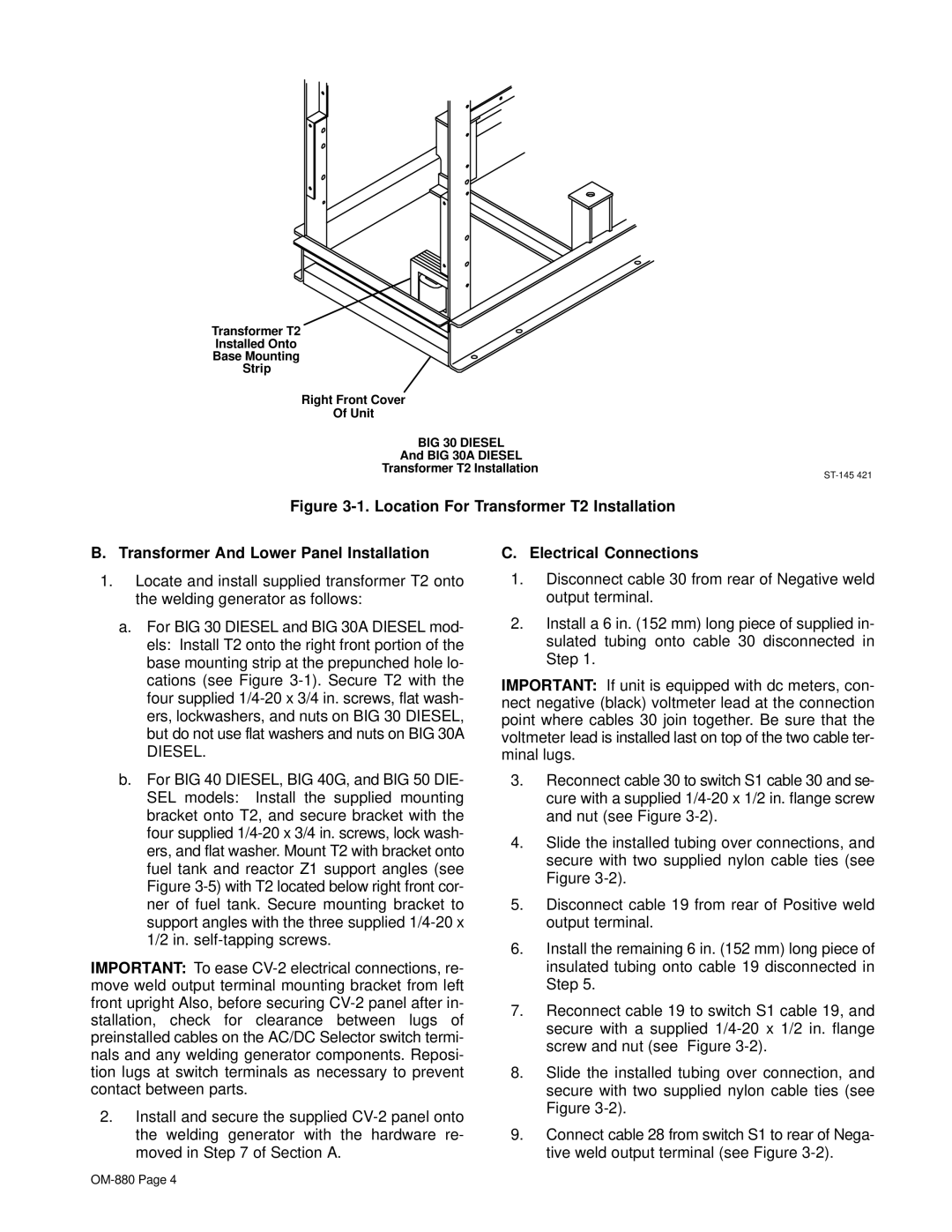 Miller Electric CV-2 owner manual BIG 30 Diesel 