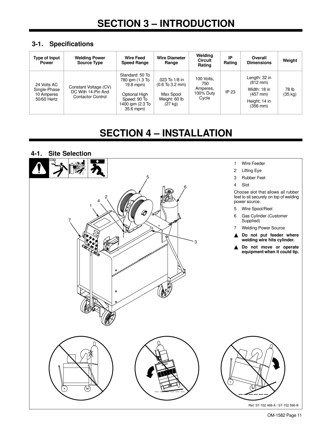 Miller Electric D-64 manual Introduction, Installation, Specifications, Site Selection 