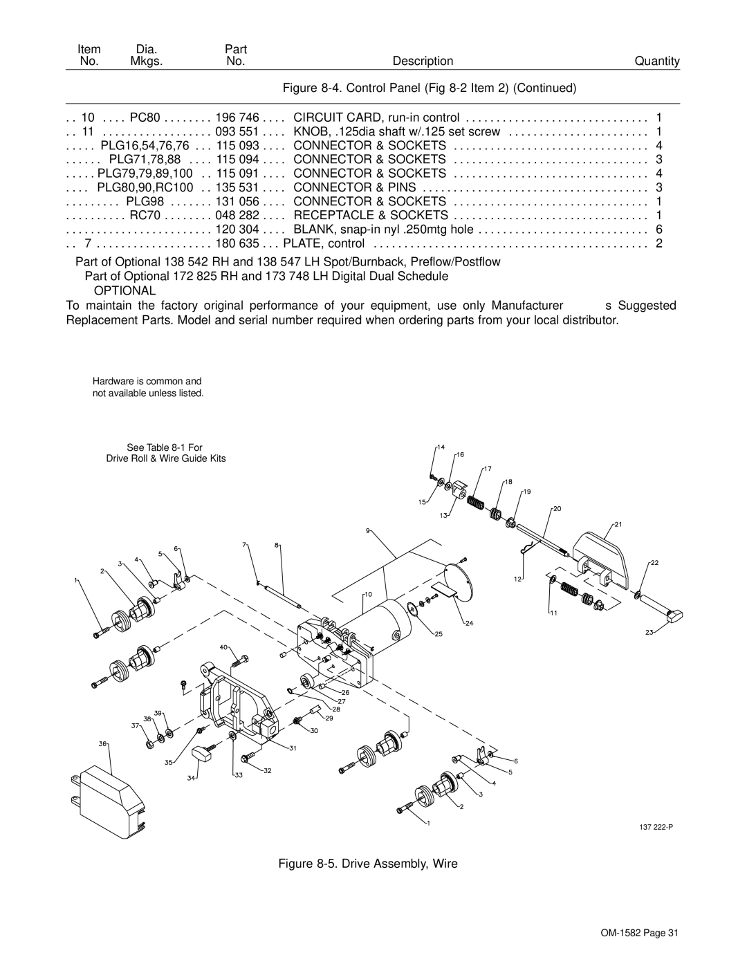 Miller Electric D-64 manual Drive Assembly, Wire 