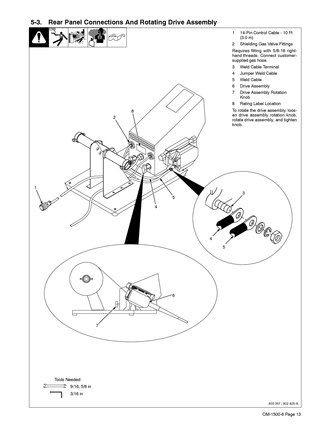 Miller Electric D-74D manual Rear Panel Connections And Rotating Drive Assembly 