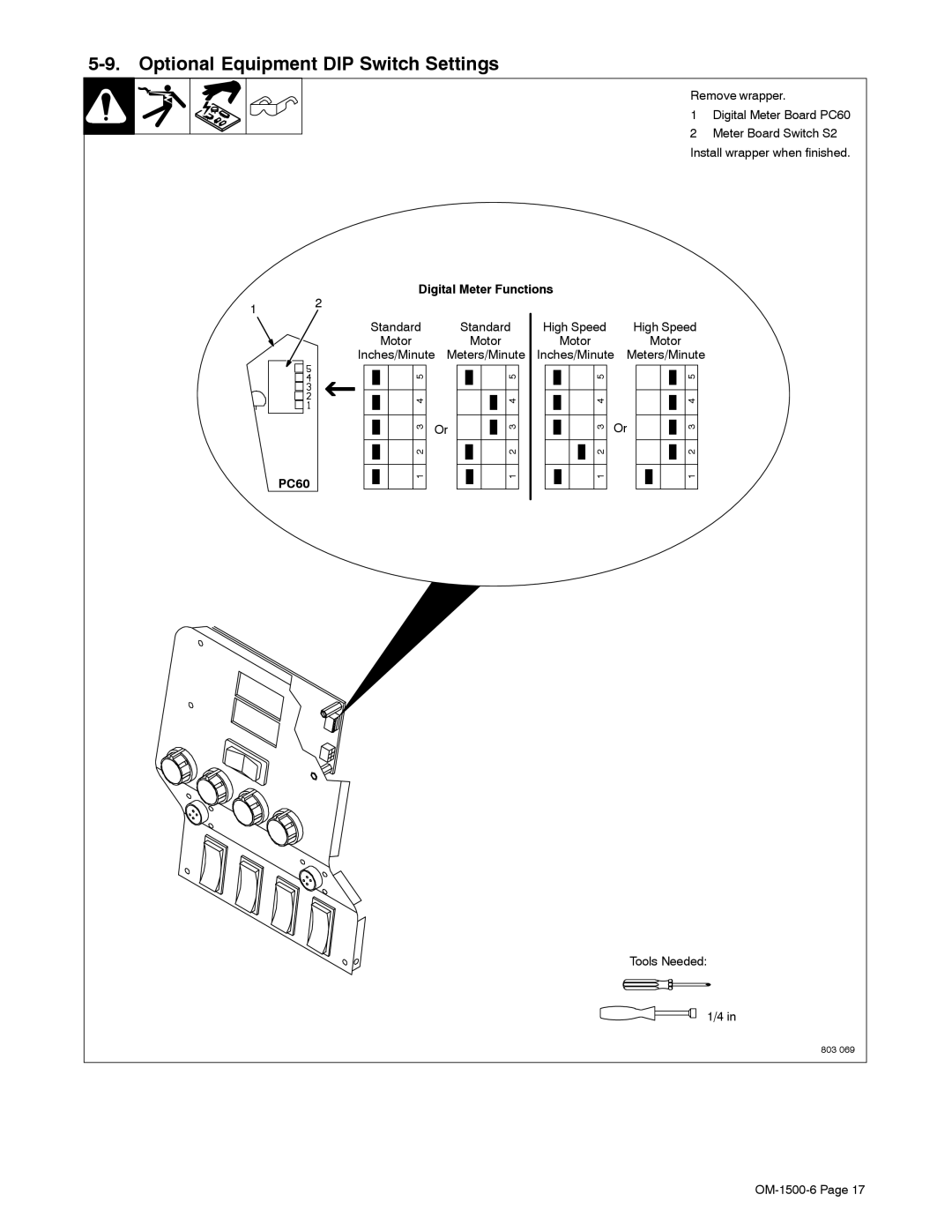 Miller Electric D-74D manual Optional Equipment DIP Switch Settings, PC60 