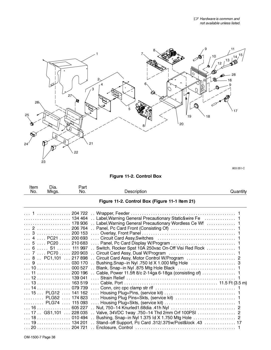 Miller Electric D-74DX manual Control Box 