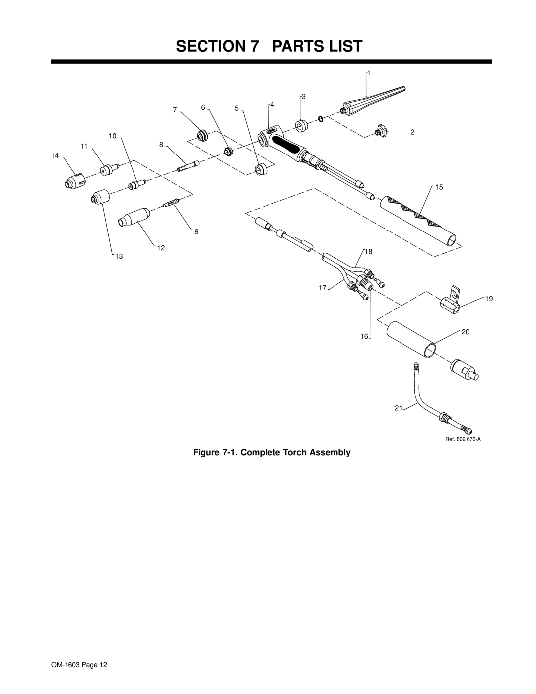 Miller Electric DB1825R, DB1812R manual Parts List, Complete Torch Assembly 