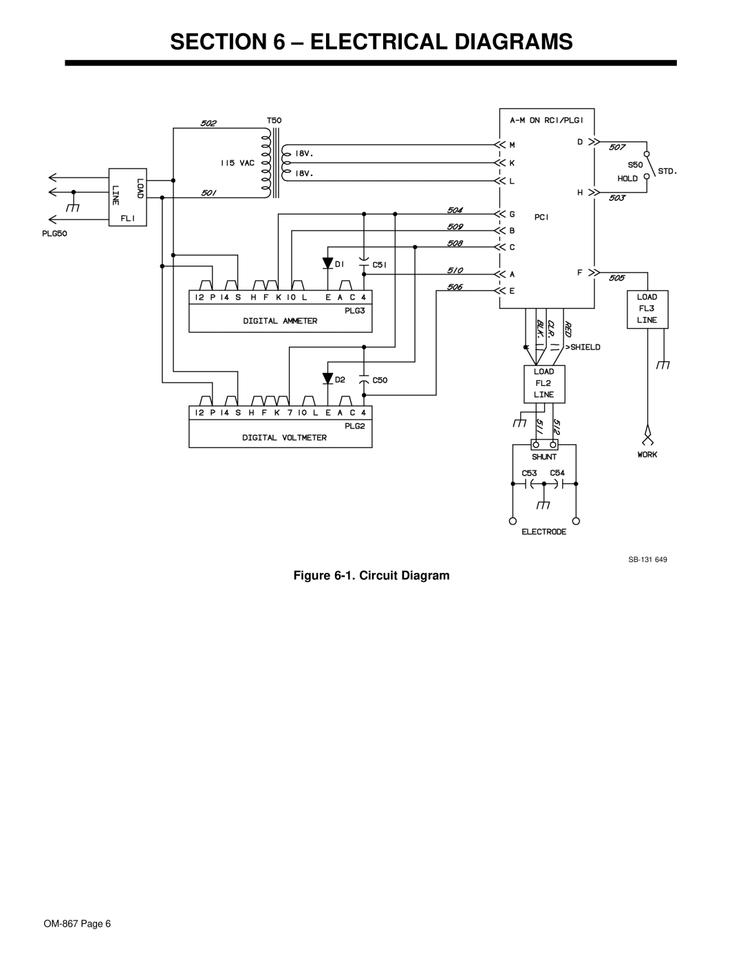 Miller Electric Digi-Meter RMS (AC-DC) owner manual Electrical Diagrams, Circuit Diagram 