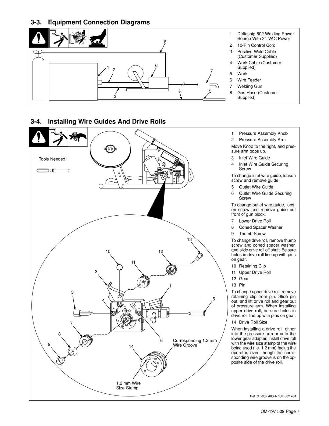 Miller Electric DS-2 manual Equipment Connection Diagrams, Installing Wire Guides And Drive Rolls 