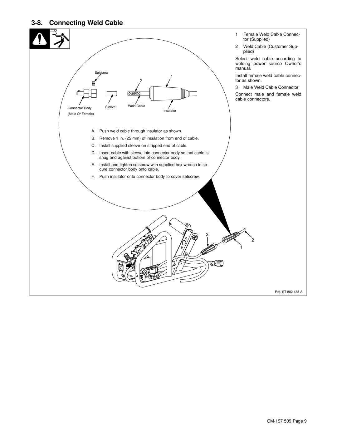 Miller Electric DS-2 manual Connecting Weld Cable 