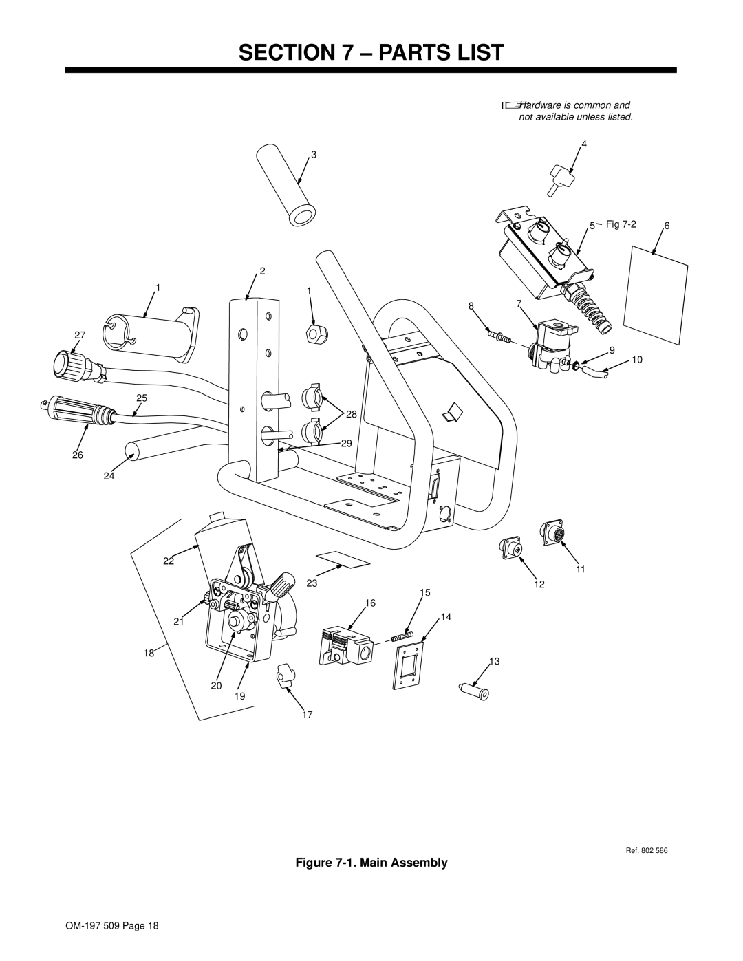 Miller Electric DS-2 manual Parts List, Main Assembly 