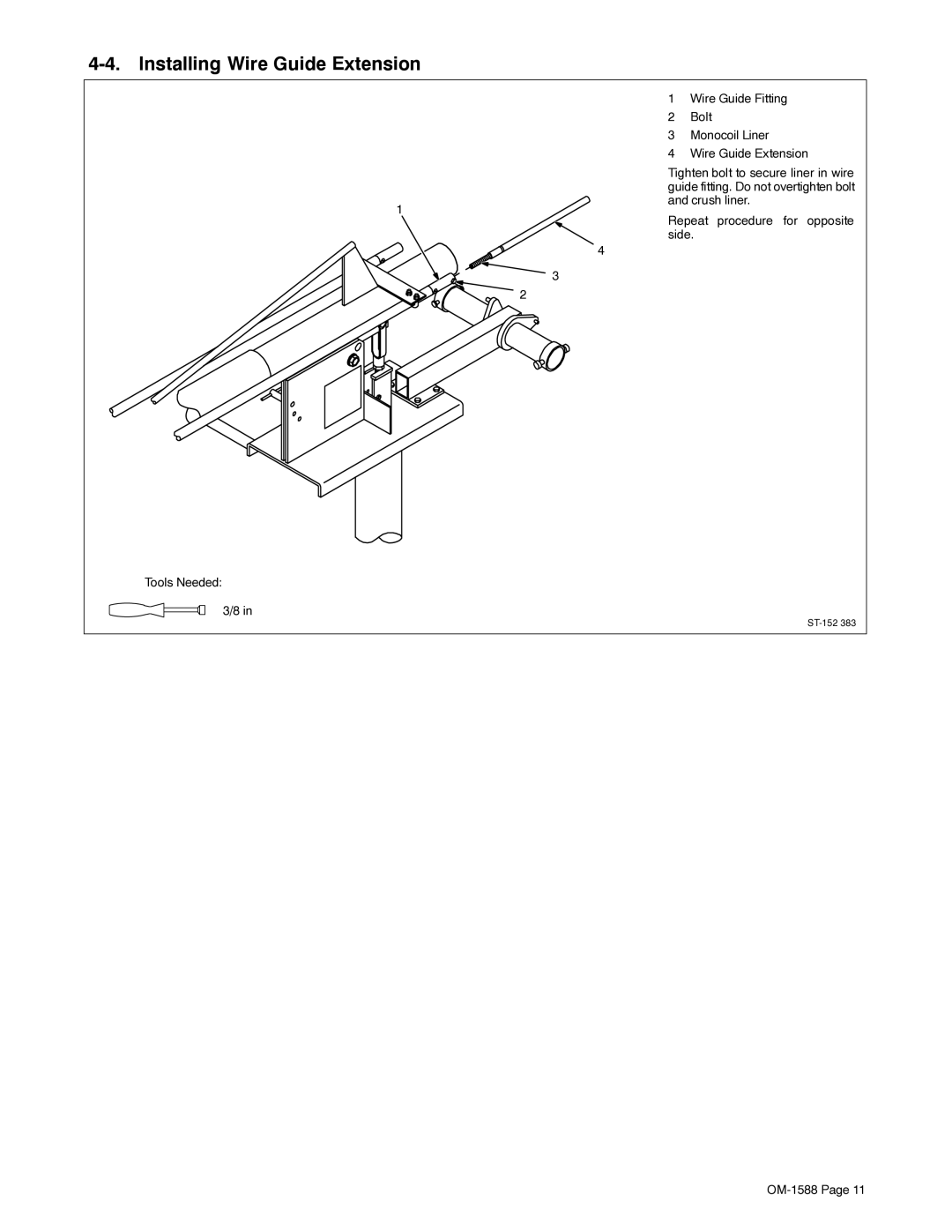 Miller Electric DS-64M Swingarc manual Installing Wire Guide Extension 